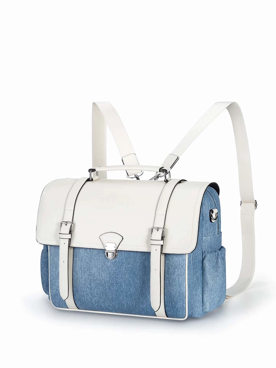 Denim-Inspired PU Fabric 15.6-Inch Briefcase