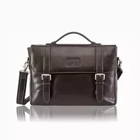 Double Buckle Laptop Briefcase, Black