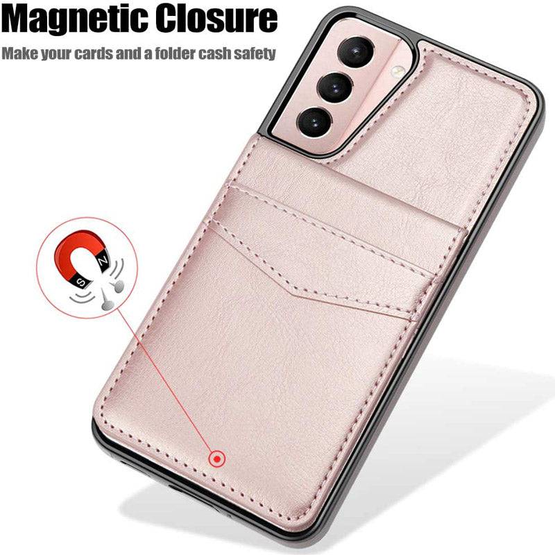 Dual Layer Lightweight Leather Wallet Case for Samsung Galaxy S21