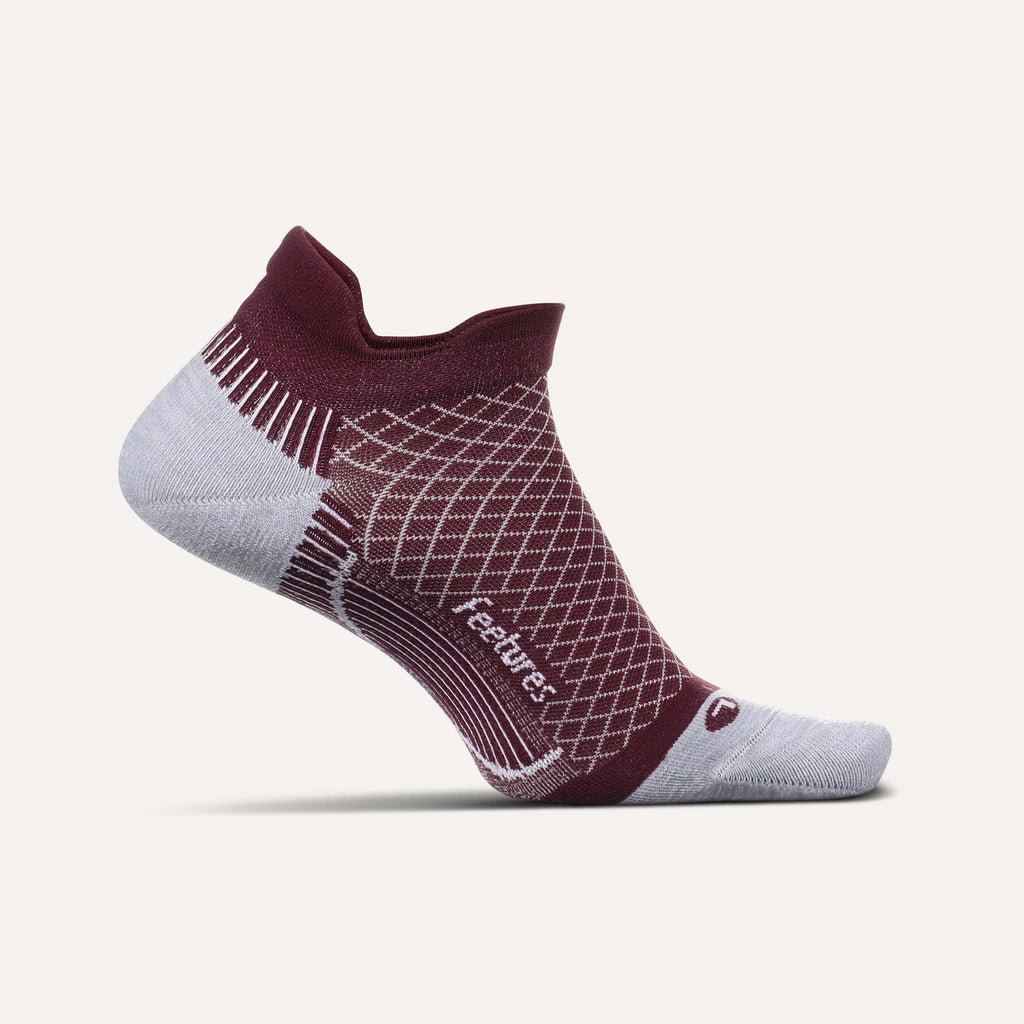 Feetures Plantar Fasciitis Relief Light Cushion No Show Tab Socks - Bordeaux