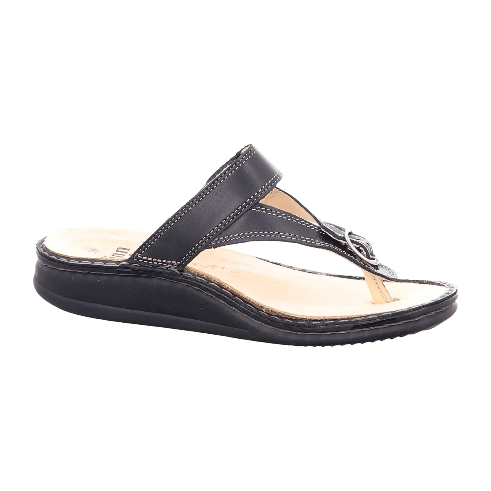 Finn Comfort Alexandria-Soft Women's Leather Flip Flops - Comfortable and Stylish Sandals in Black