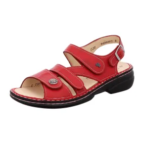 Finn Comfort Gomera Clas Women's Sandals, Stylish Red Leather, Comfort Fit