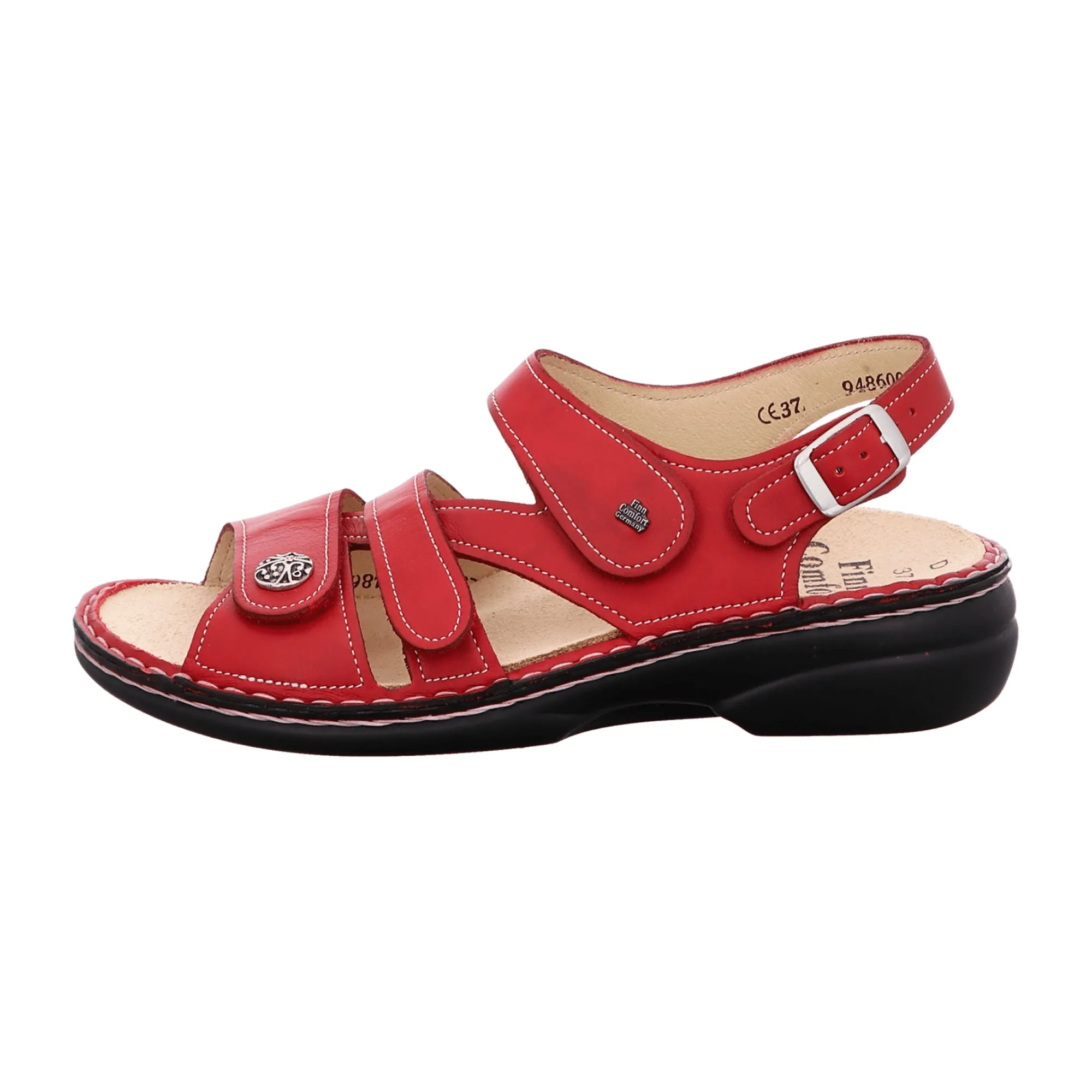 Finn Comfort Gomera Clas Women's Sandals, Stylish Red Leather, Comfort Fit