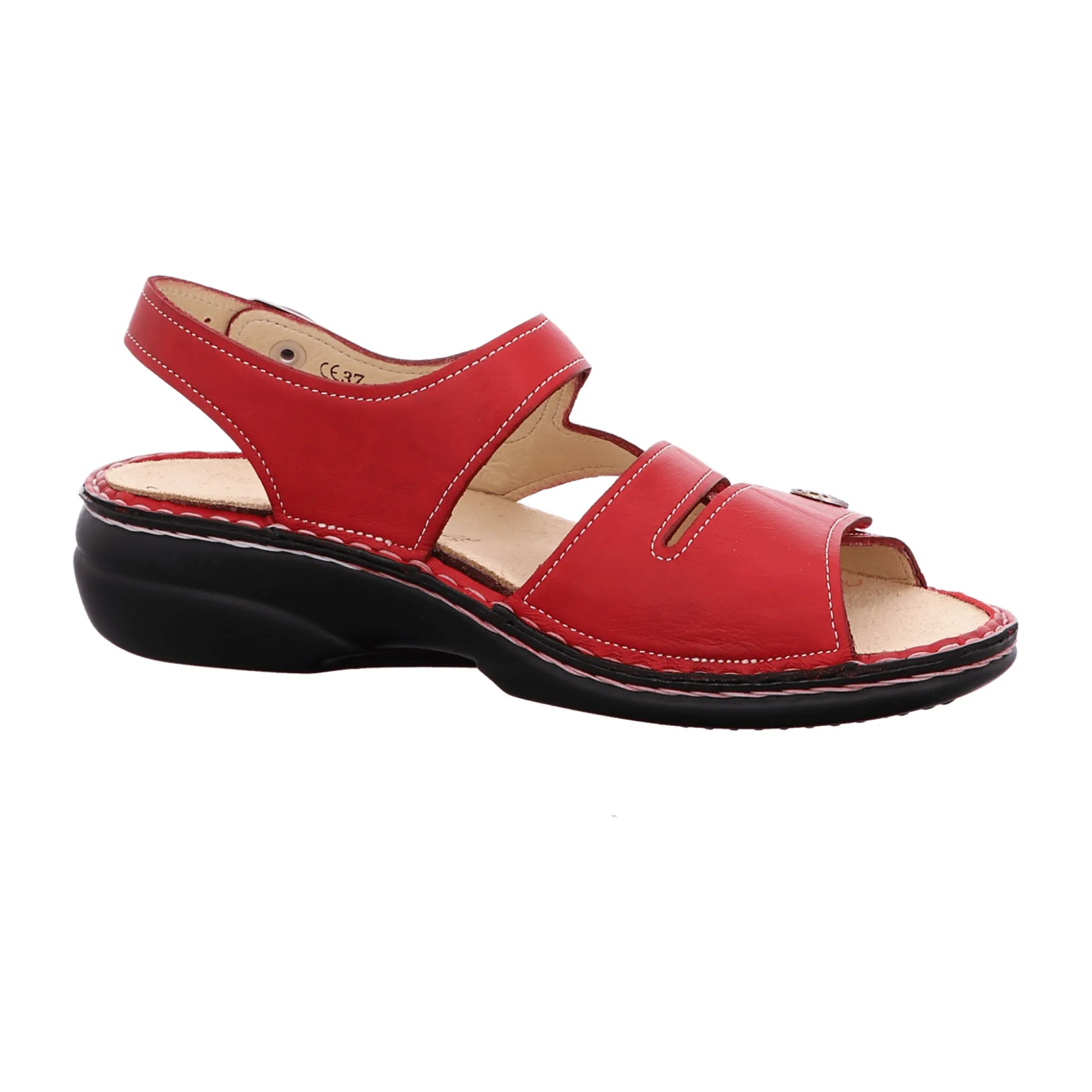 Finn Comfort Gomera Clas Women's Sandals, Stylish Red Leather, Comfort Fit