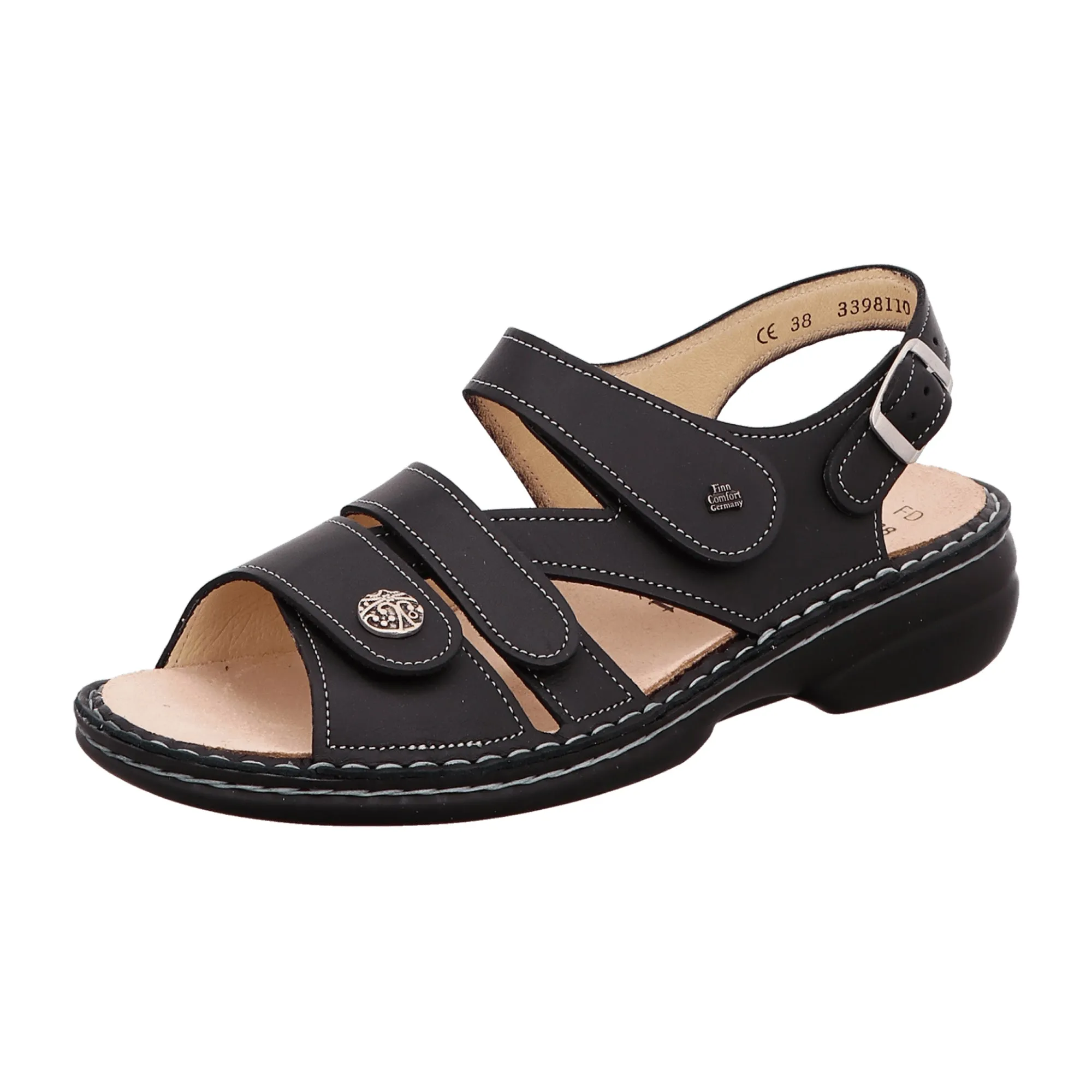 Finn Comfort Gomera Women's Sandals - Stylish & Comfortable Black Leather Sandals with Adjustable Straps and Removable Insole