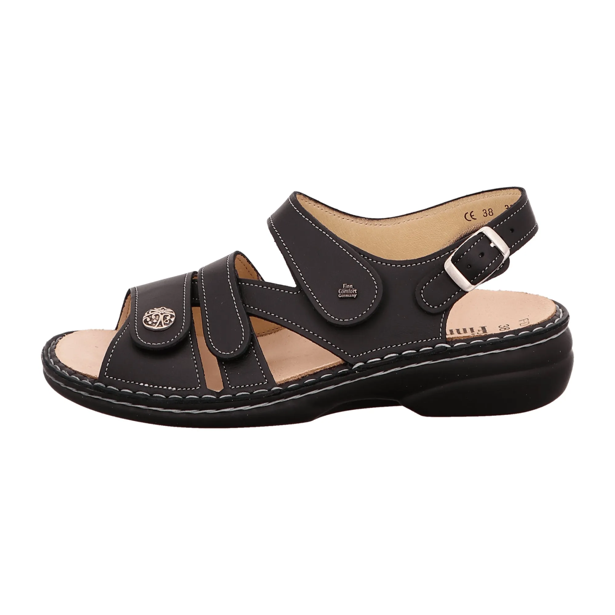 Finn Comfort Gomera Women's Sandals - Stylish & Comfortable Black Leather Sandals with Adjustable Straps and Removable Insole