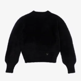 Girls Black Fluffy Sweater