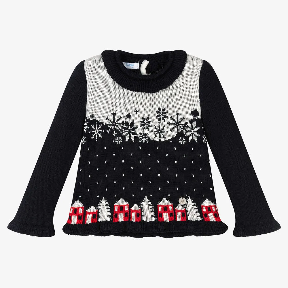 Girls Blue Festive Sweater