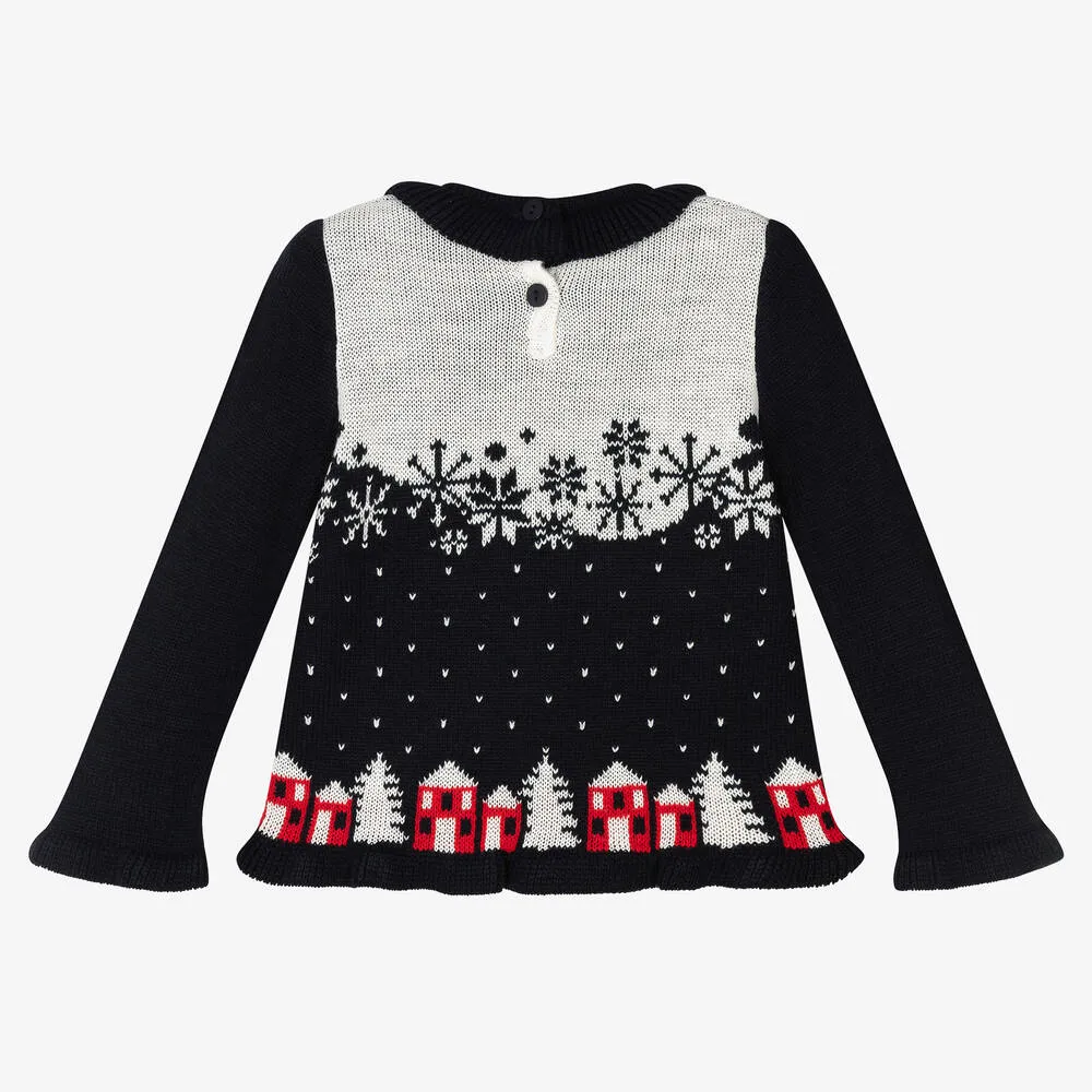 Girls Blue Festive Sweater