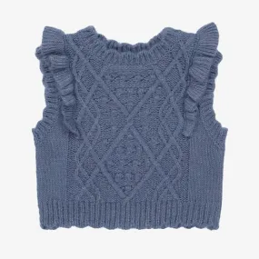 Girls Blue Knitted Sweater Vest