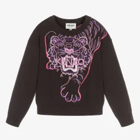 Girls Grey Tiger Sweater