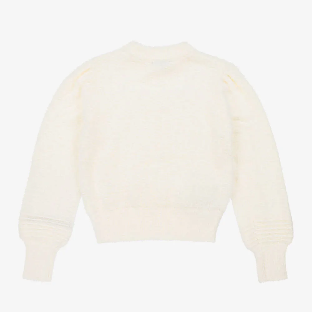 Girls Ivory Fluffy Sweater