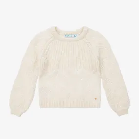 Girls Ivory Glitter Knit Sweater