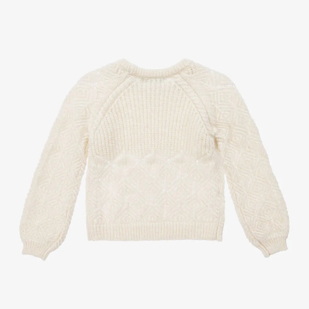 Girls Ivory Glitter Knit Sweater