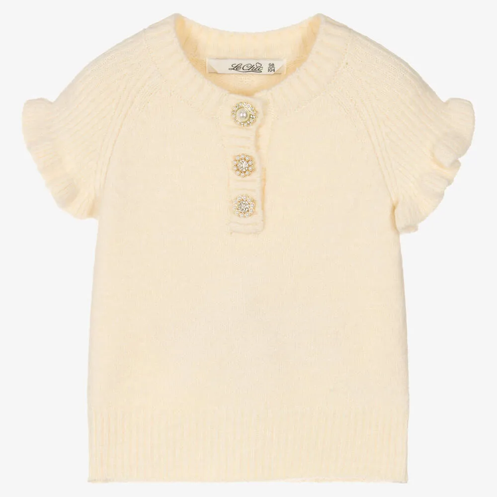 Girls Ivory Knitted Sweater 