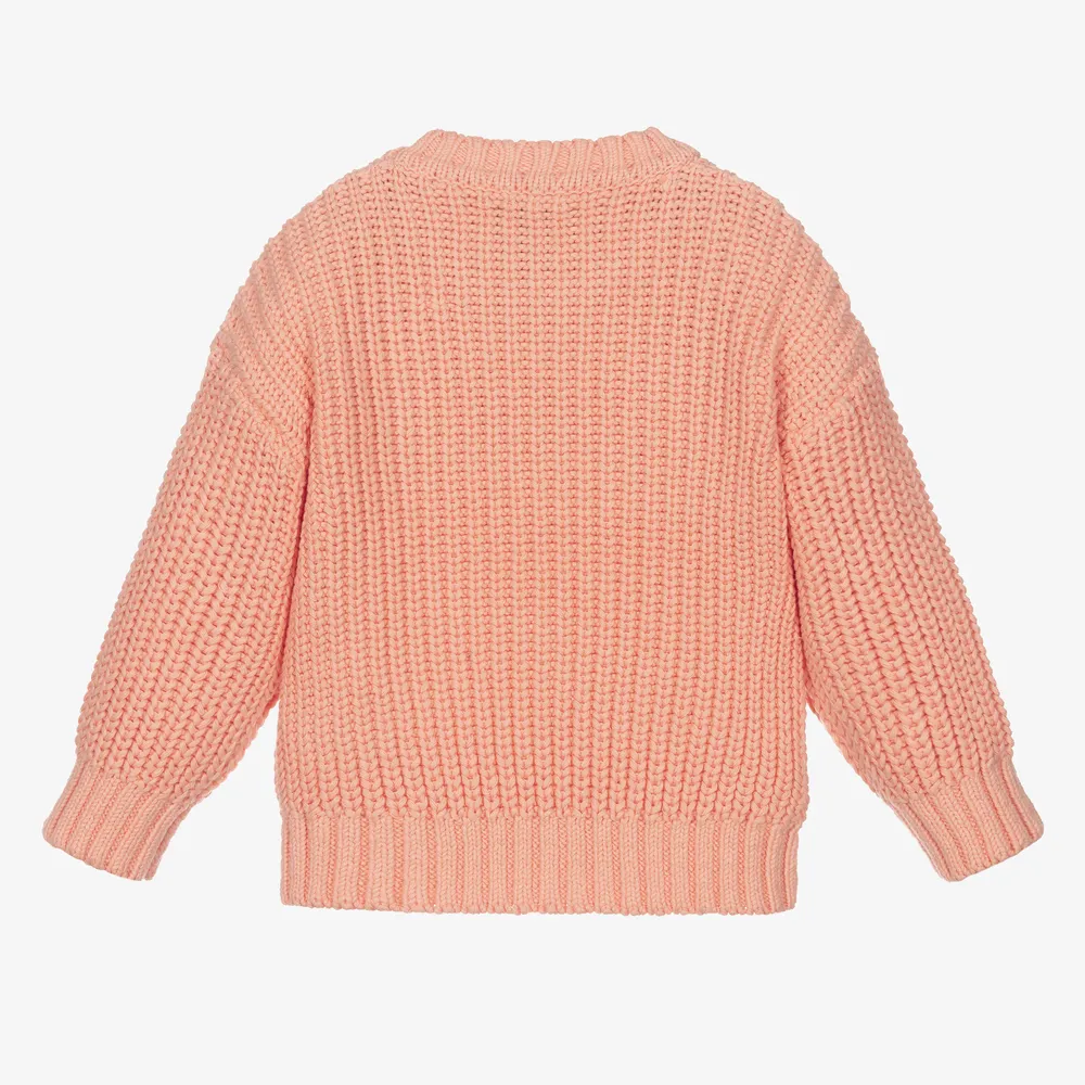 Girls Pink Cotton Knit Sweater