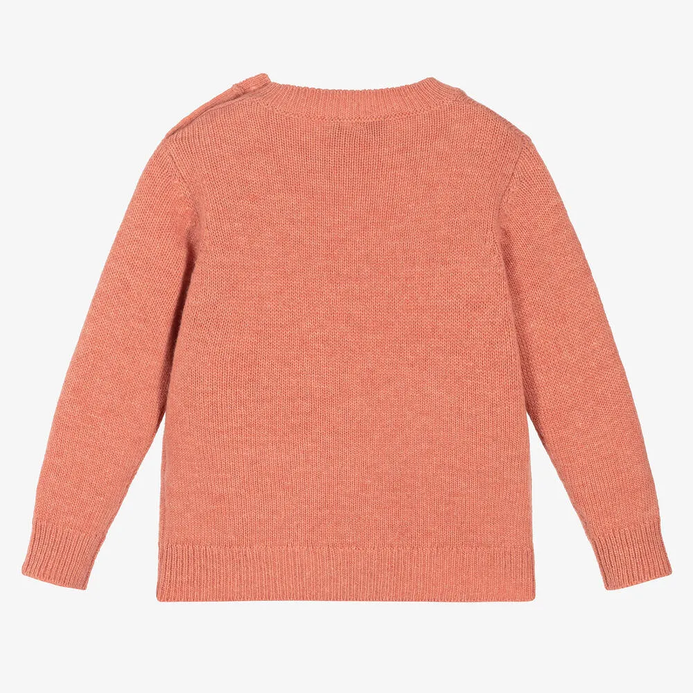 Girls Pink Wool Robin Sweater