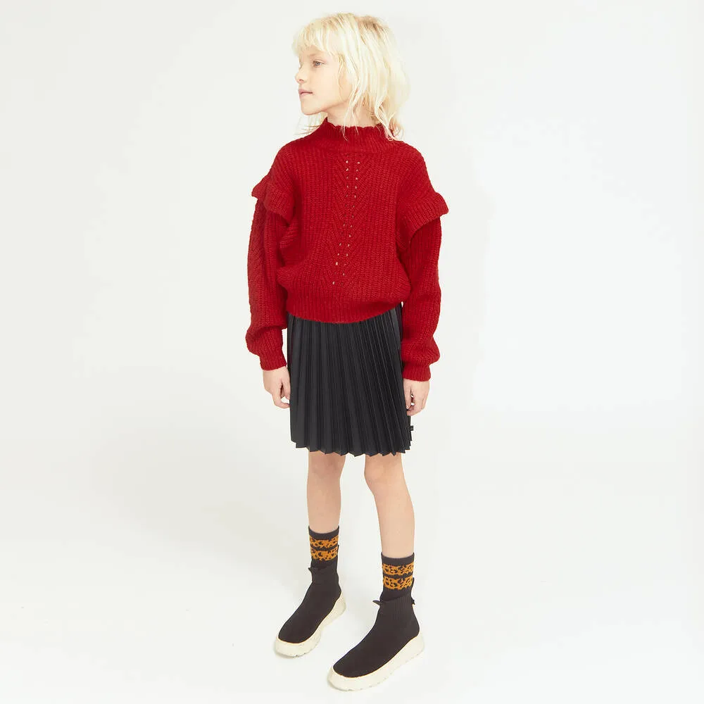 Girls Red Wool Blend Sweater