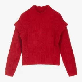 Girls Red Wool Blend Sweater