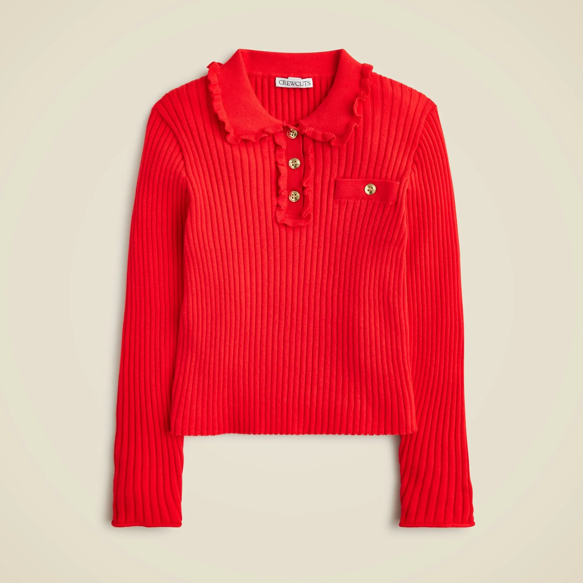 Girls' ruffle polo sweater