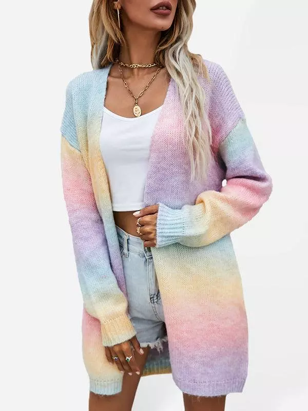 Gradient Tie-Dye  Women Cardigan Sweater