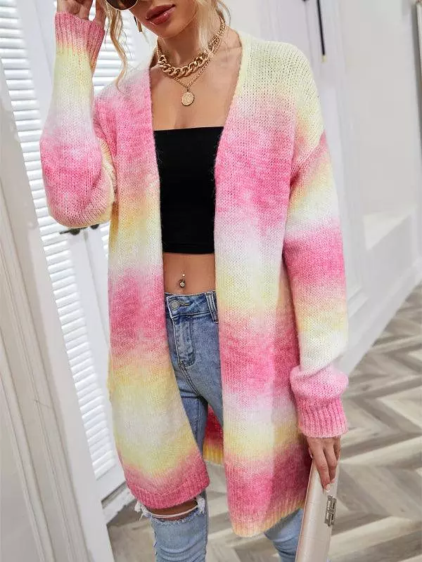 Gradient Tie-Dye  Women Cardigan Sweater