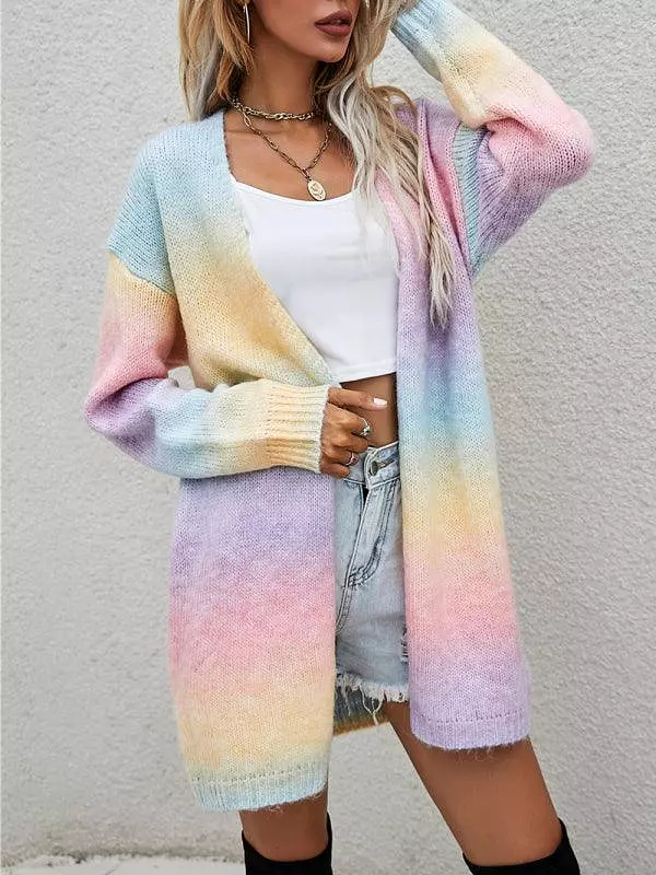 Gradient Tie-Dye  Women Cardigan Sweater