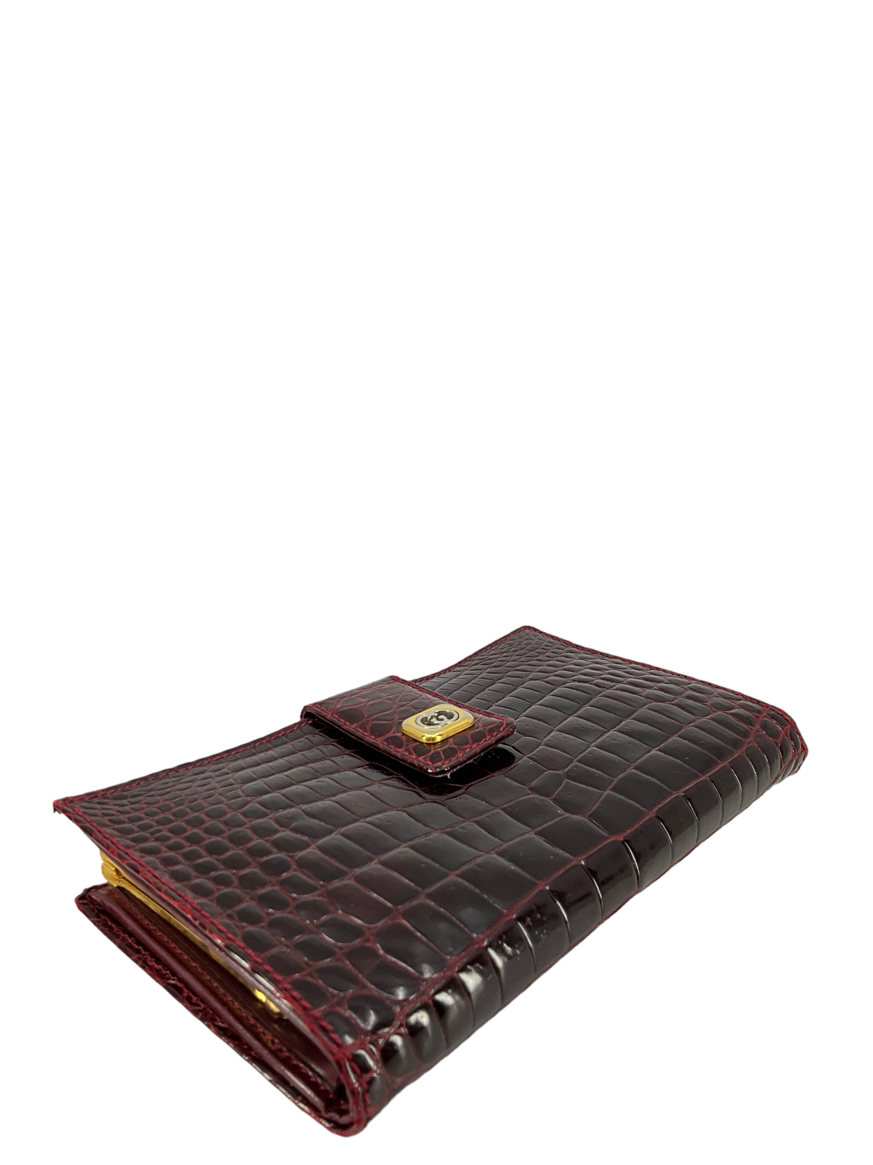 Gucci Burgundy Crocodile Wallet