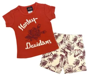 Harley-Davidson Baby Girls' 2 Piece Newborn Short Sleeve Tee & Bike Short Set - 2001247