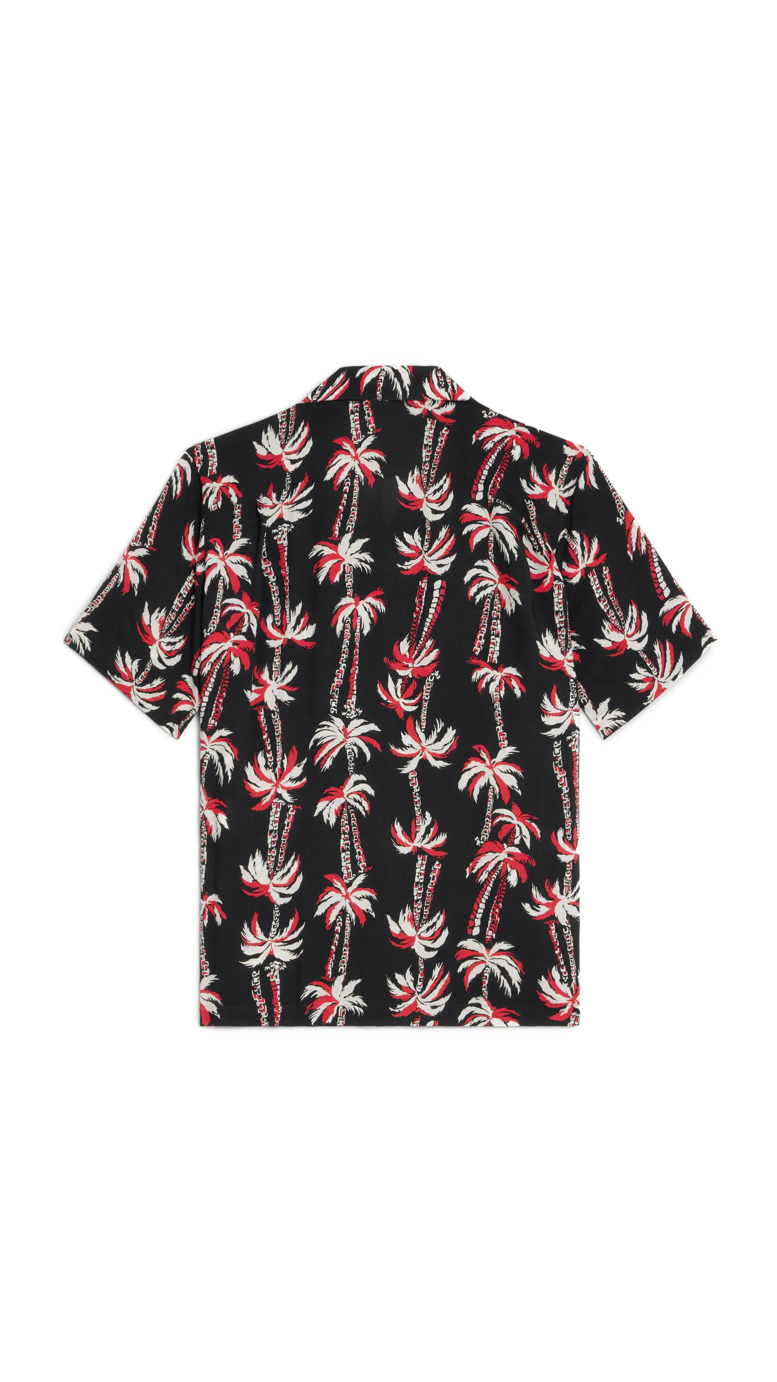 Hawaiian Shirt in Printed Viscose - Black/Red/Ecru