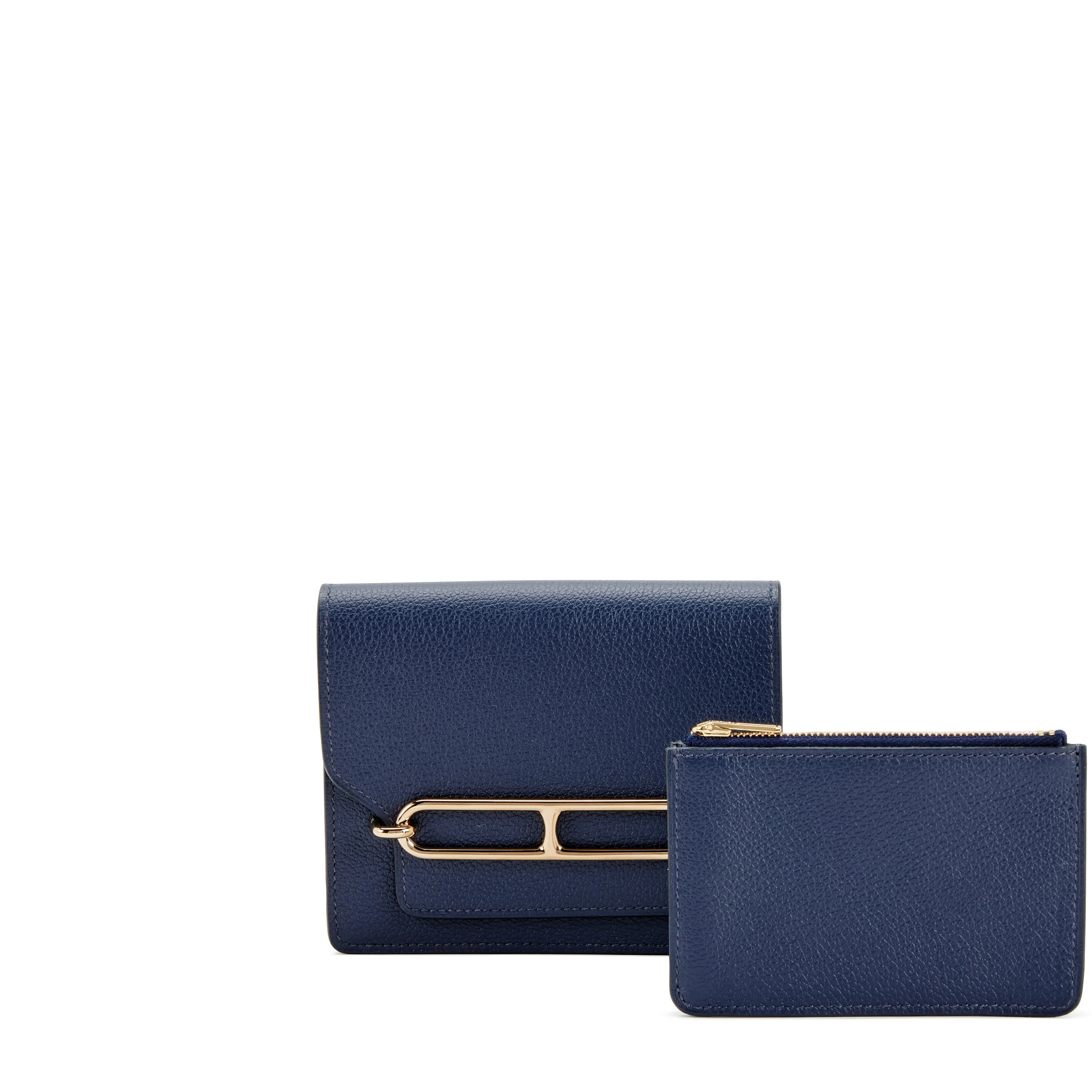 Hermès Blue Nuit Roulis Slim Wallet Permabrass Hardware, 2022