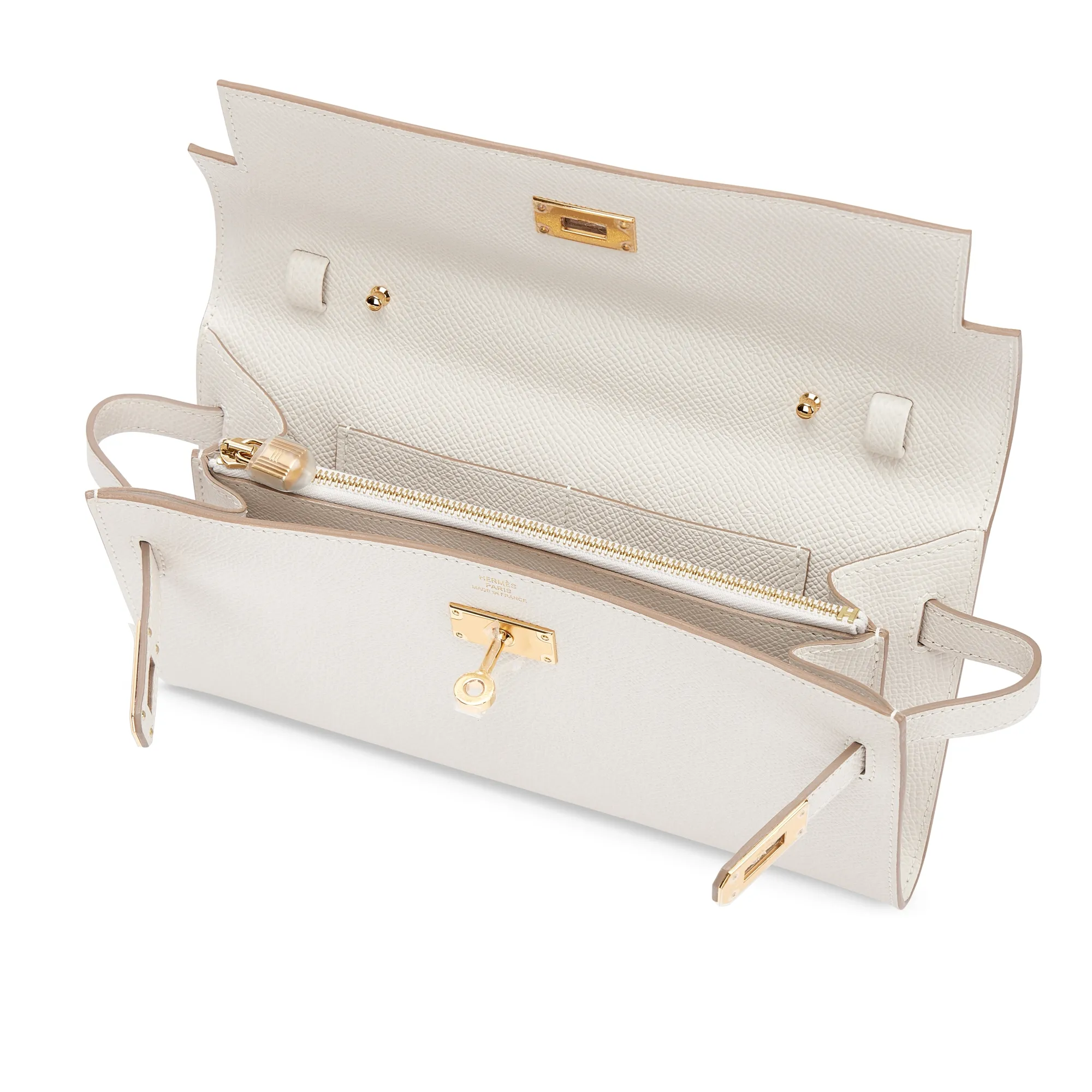 Hermès Gris Pale Epsom Kelly-To-Go Wallet Gold Hardware, 2023