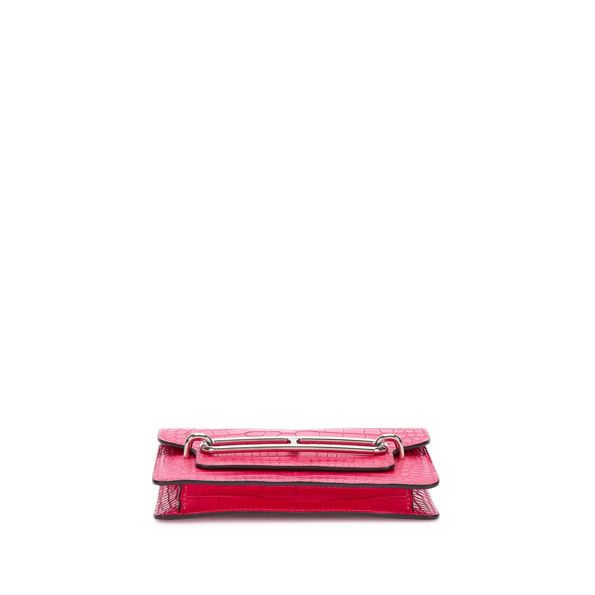 Hermès Rose Mexico Matte Alligator Roulis Slim Wallet Palladium Hardware, 2021