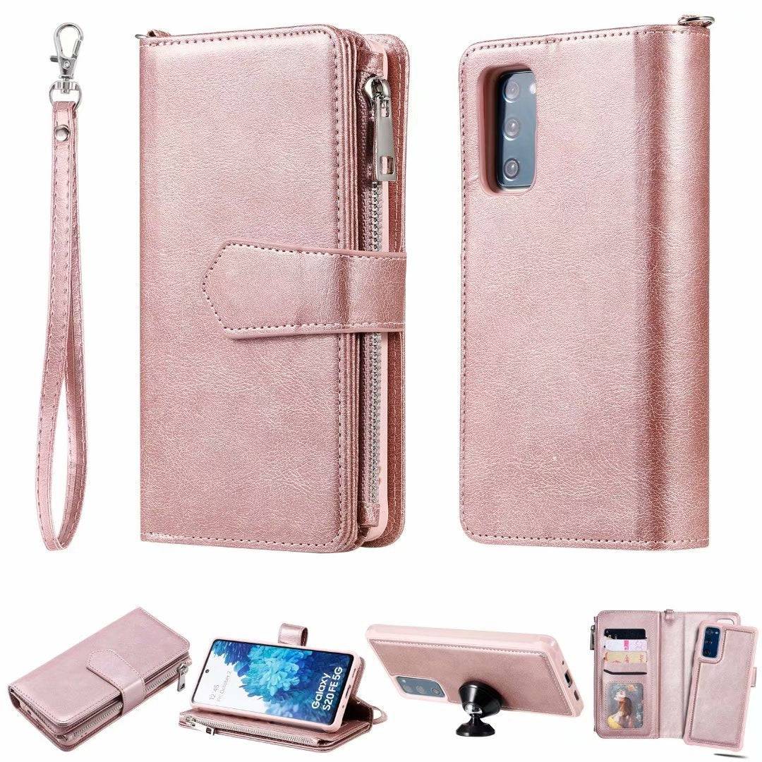 High-quality Split Magnetic 2-in-1 Zipper Wallet Case For Samsung