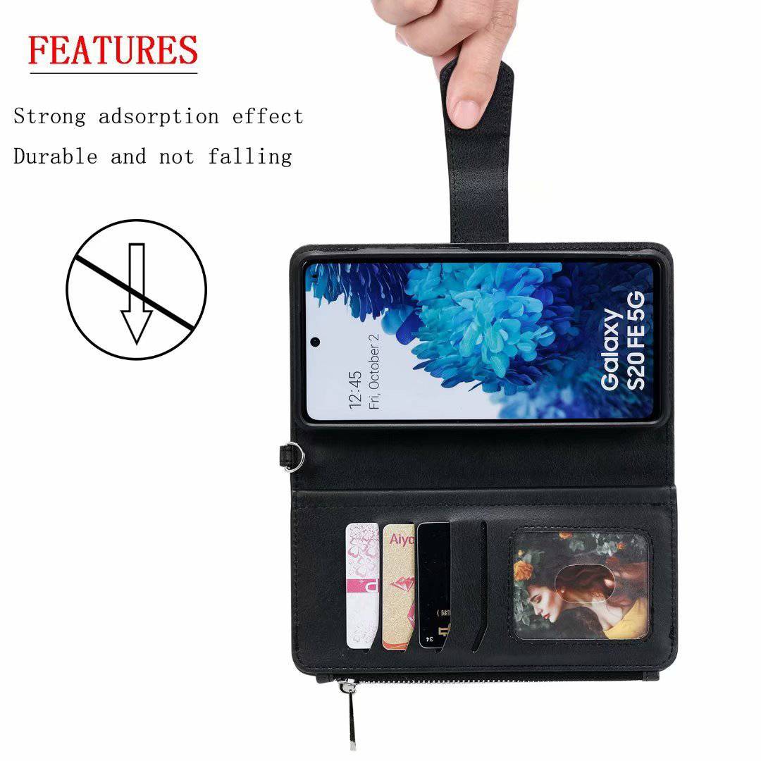 High-quality Split Magnetic 2-in-1 Zipper Wallet Case For Samsung