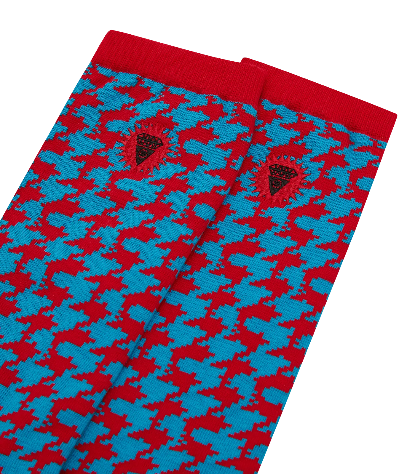 HOUNDSTOOTH SOCKS - BLUE/RED