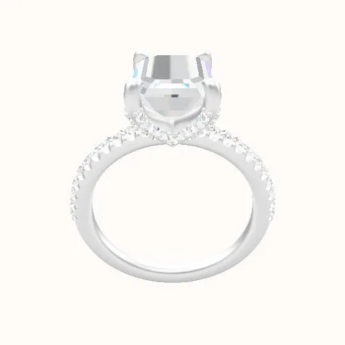 illusion Pave Engagement Ring With Double Pave V Prong Head