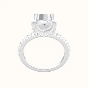 illusion Pave Engagement Ring With Double Pave V Prong Head