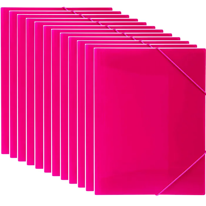 Marbig Document File Wallet Folder Elastic Strap A4 Pink 12 Pack