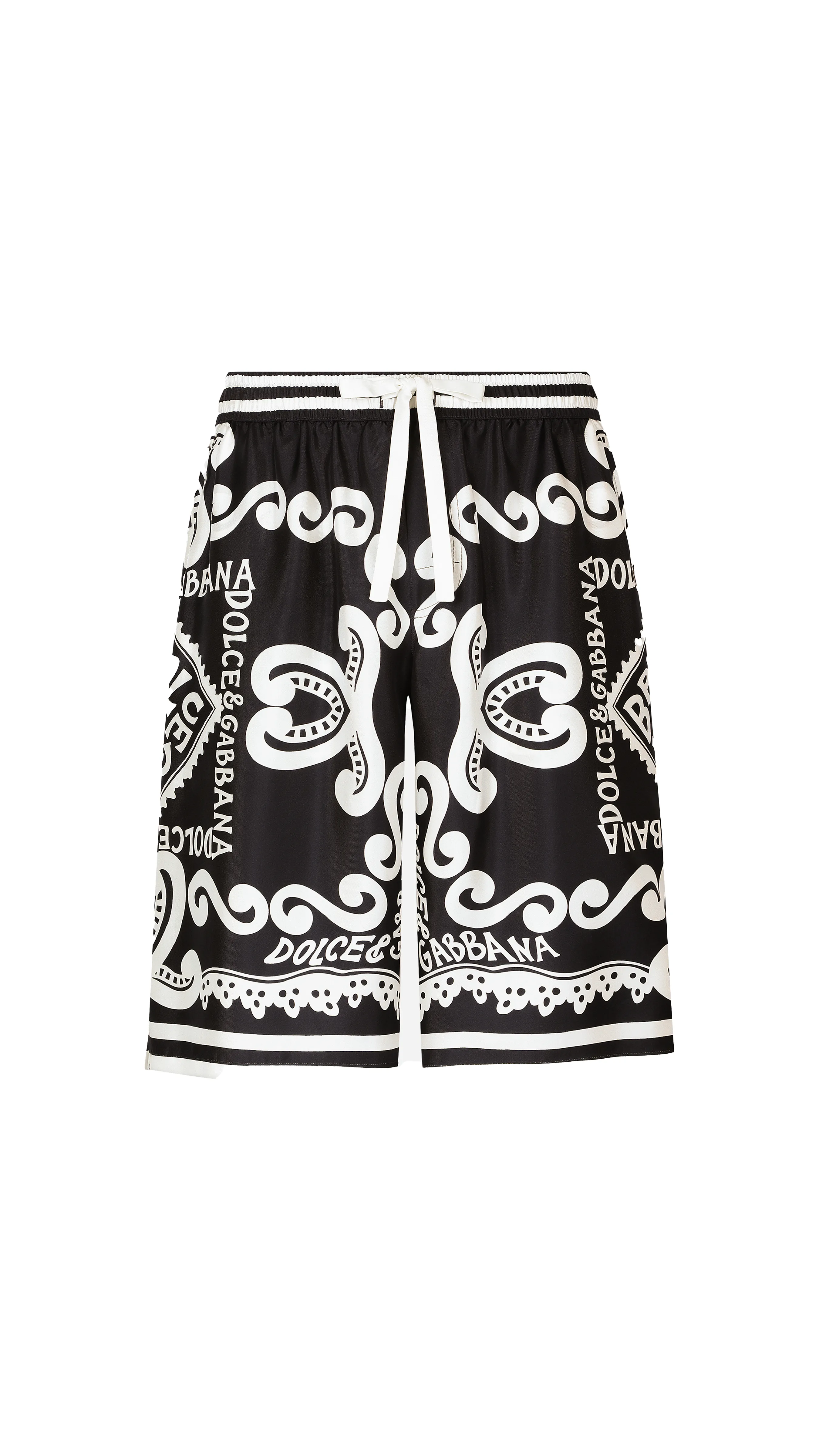 Marina-print Silk Twill Shorts - Blue