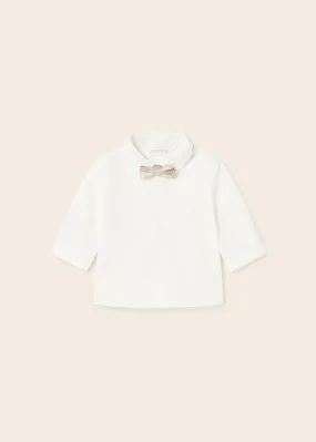 Mayoral L/s shirt and bowtie for newborn boy - Natural