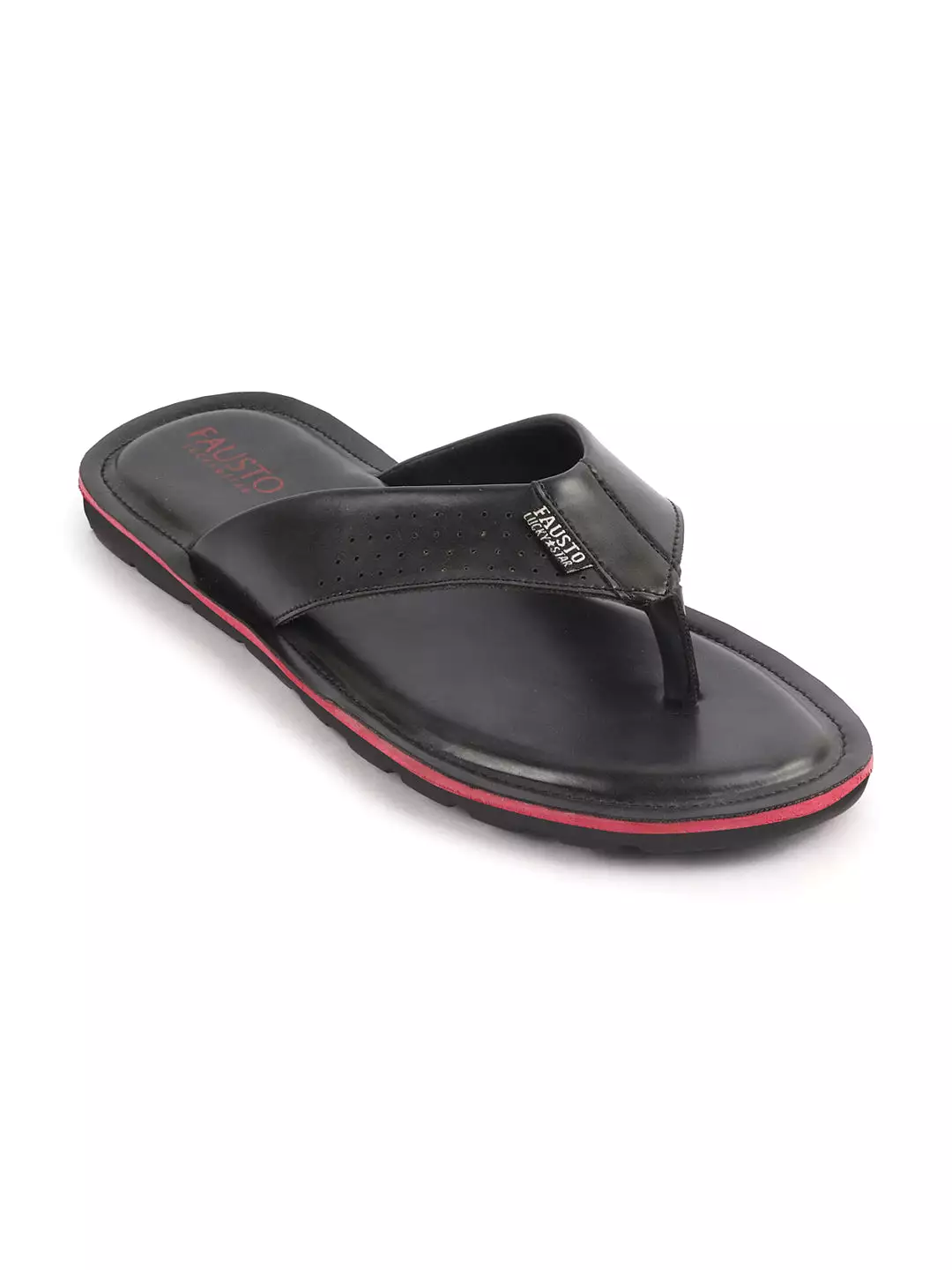 Men Black Daily Indoor Outdoor Slip On Thong Slipper