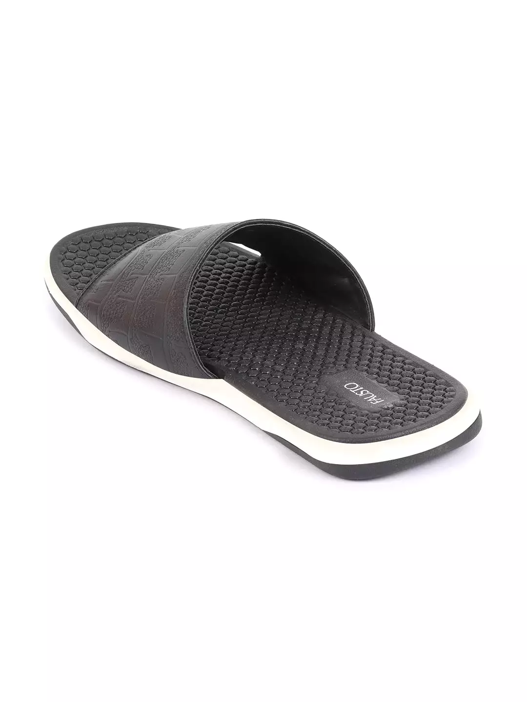 Men Black Open Toe Ultra Light Flexible Slip-On Slippers Flip-Flops