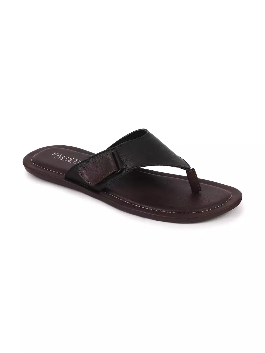 Men Black Slip On Indoor & Outdoor Slippers With Buckle Strap