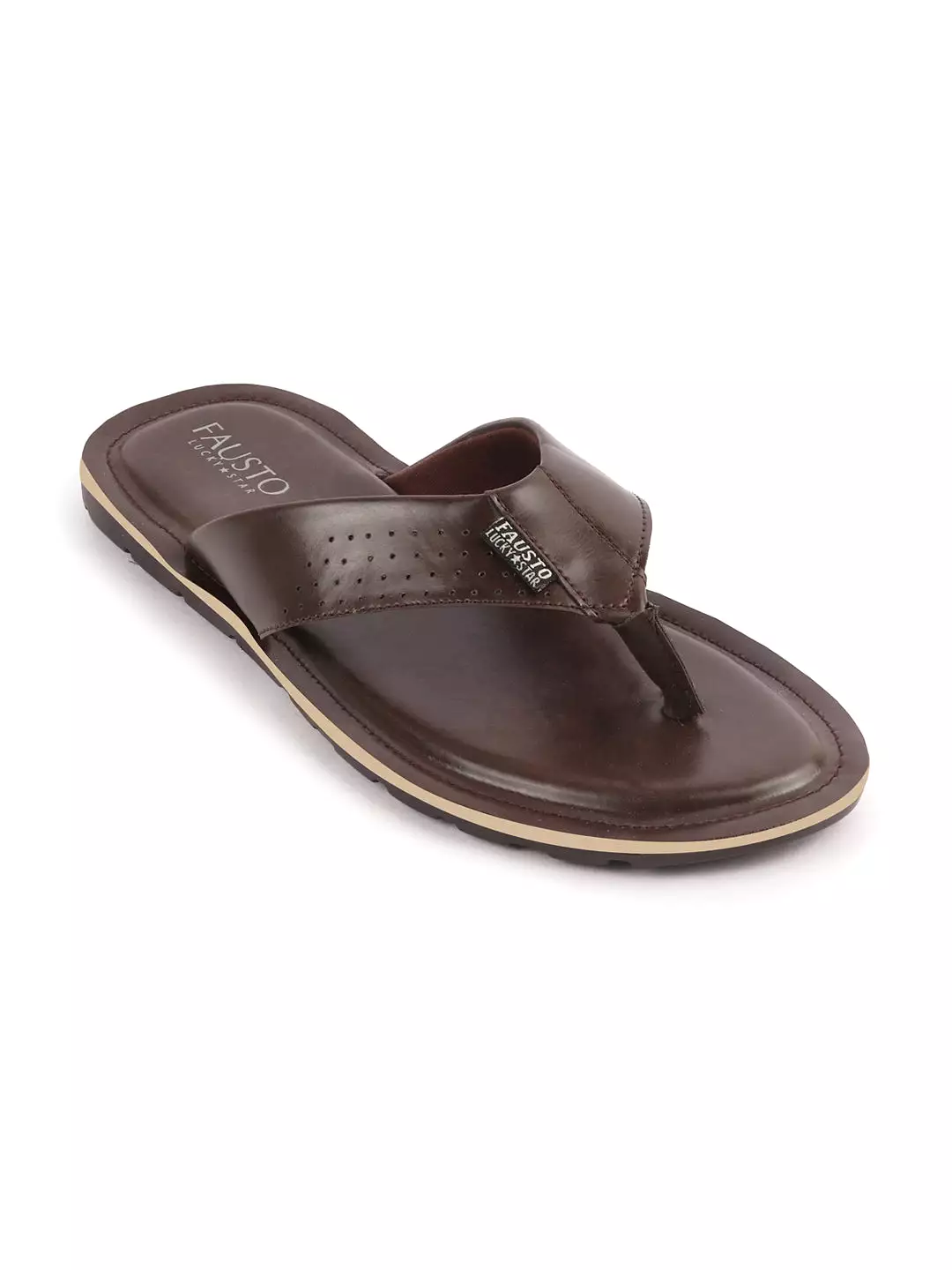 Men Brown Daily Indoor Outdoor Slip On Thong Slipper