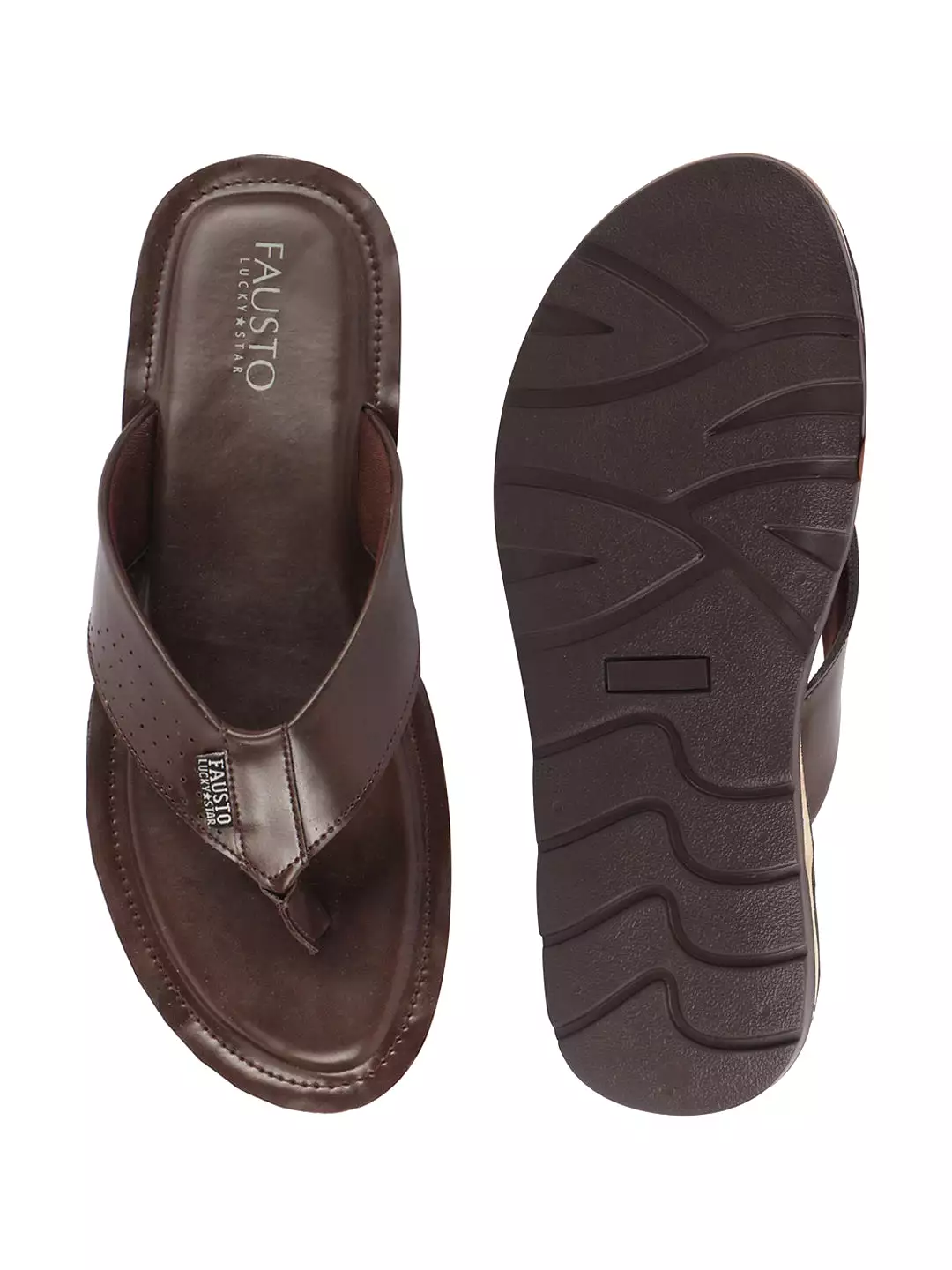 Men Brown Daily Indoor Outdoor Slip On Thong Slipper