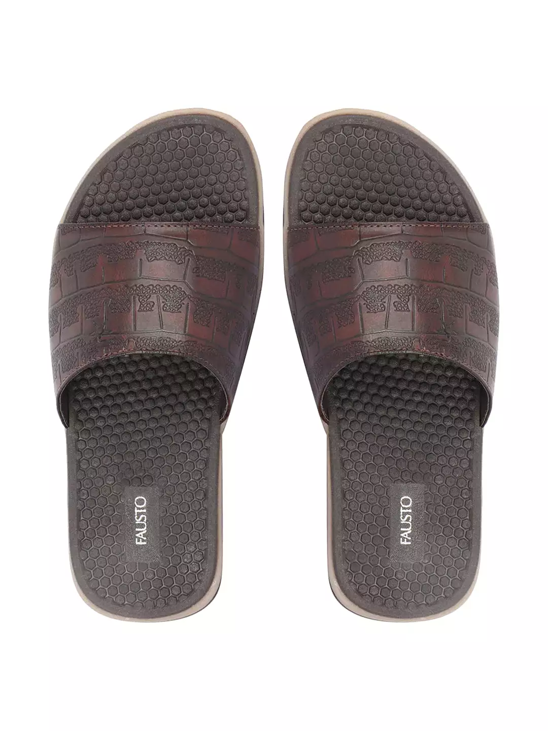 Men Brown Open Toe Ultra Light Flexible Slip-On Slippers Flip-Flops