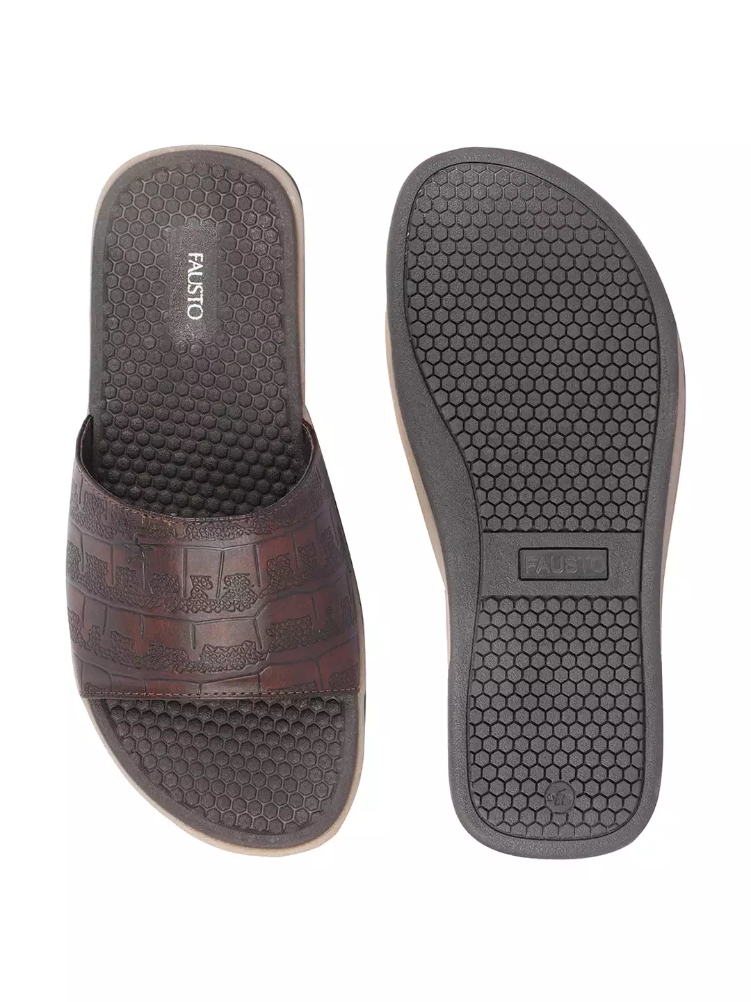 Men Brown Open Toe Ultra Light Flexible Slip-On Slippers Flip-Flops