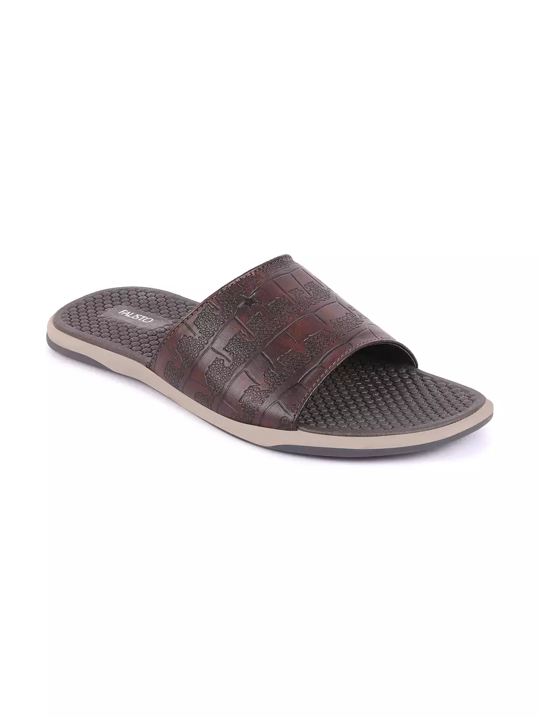 Men Brown Open Toe Ultra Light Flexible Slip-On Slippers Flip-Flops