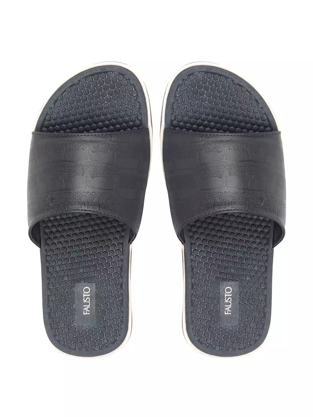 Men Navy Blue Open Toe Ultra Light Flexible Slip-On Slippers Flip-Flops